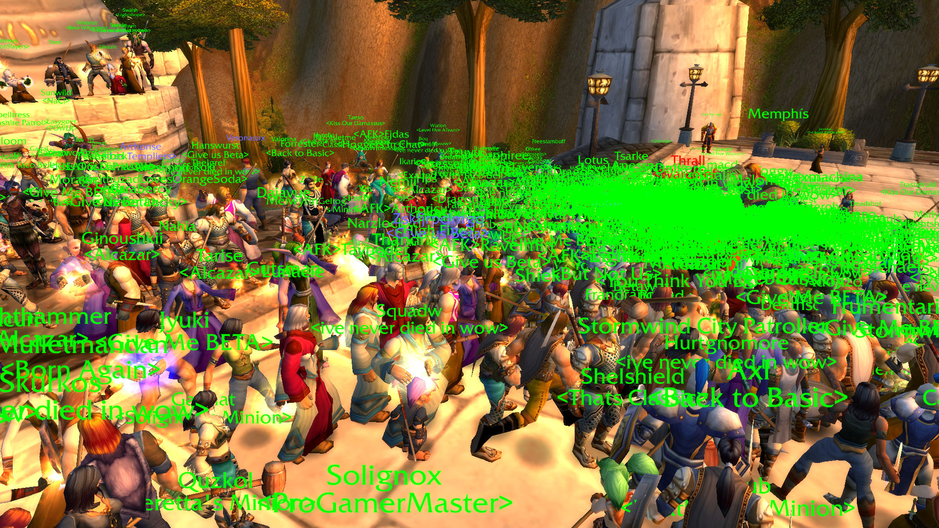 Adventurers gathered in Stormwind in World of Warcraft